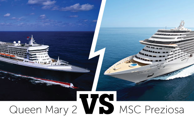 Queen Mary 2 Queens Grill versus MSC Preziosa Yacht Club